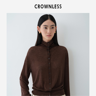 CROWNLESS未冕26春亲肤水溶羊毛+18针织造 自由堆堆领多纽扣毛衣