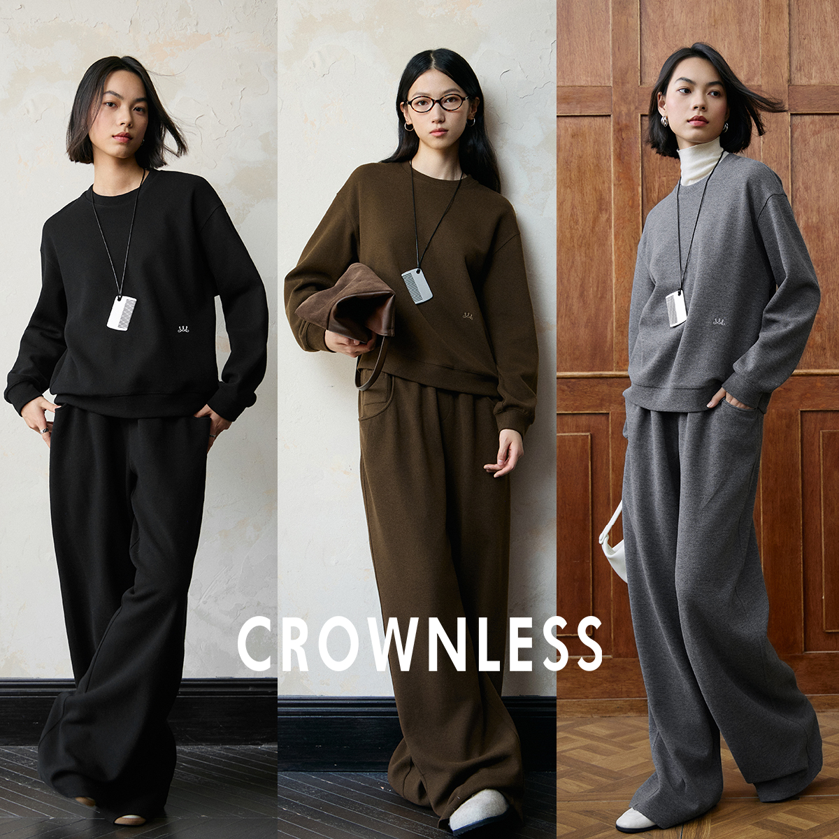 美式复古圆领卫衣女春秋新款