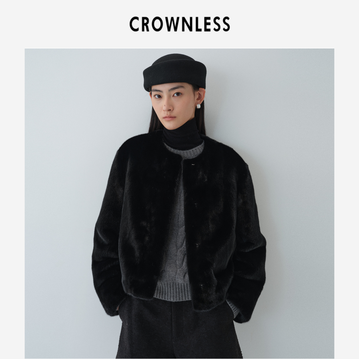 立体剪裁 北美进口宝嘉美黑貂 真丝里布