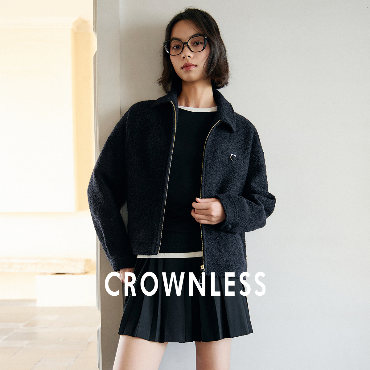 羊驼毛羊毛圈圈毛呢翻领夹克外套