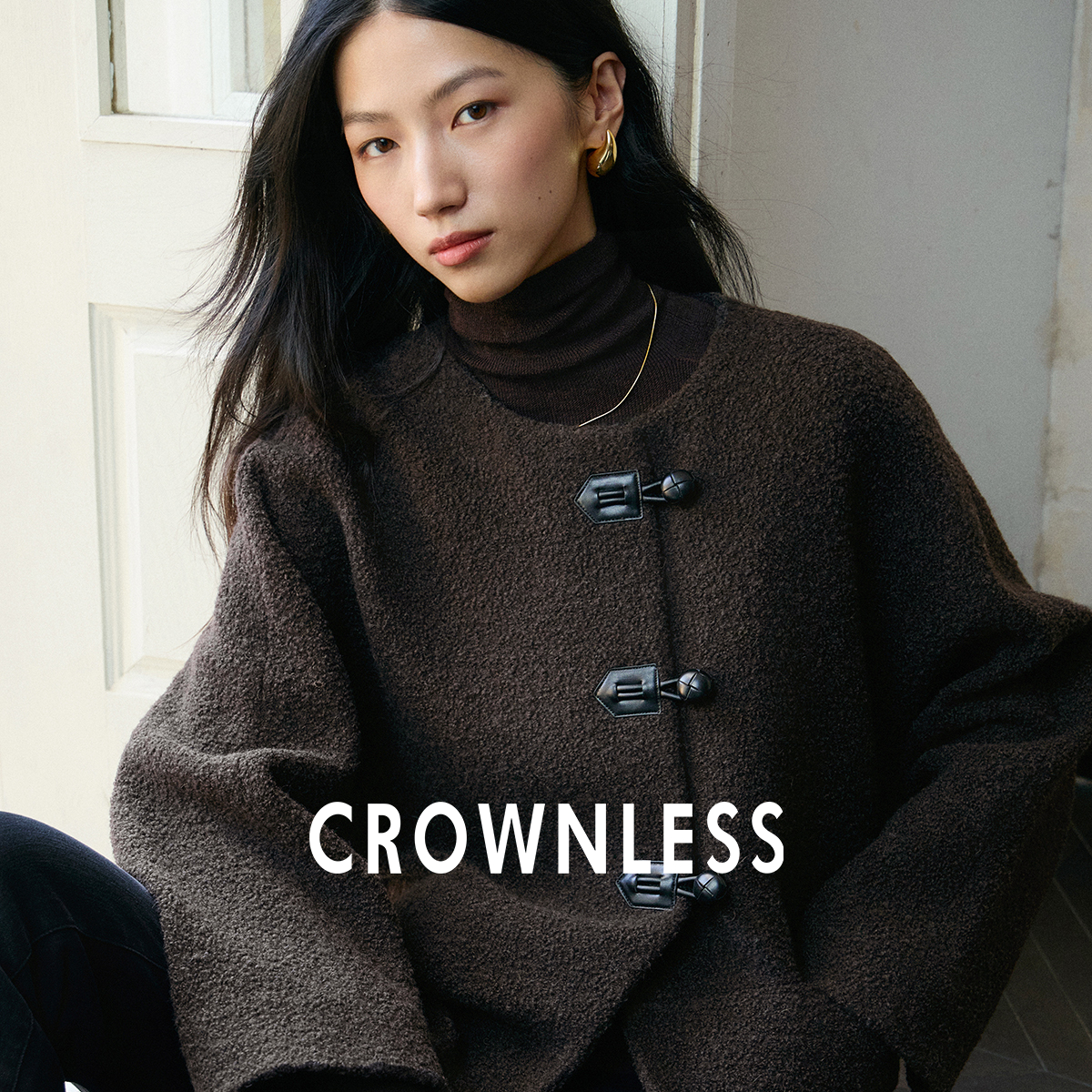 羊驼毛羊毛圈圈绒呢复古老钱外套