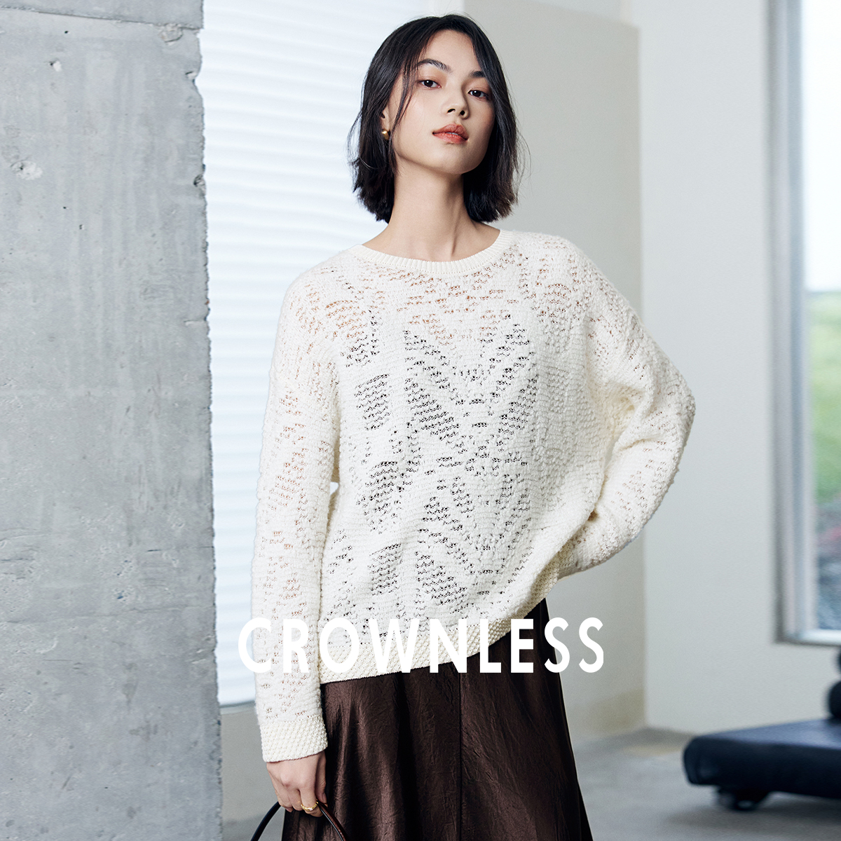 镂空针织衫上衣女宽松休闲气质