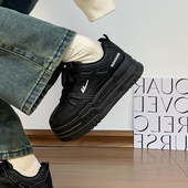 女2026春季 新款 黑色增高6cm小个子休闲鞋 回力厚底板鞋 不累脚潮鞋