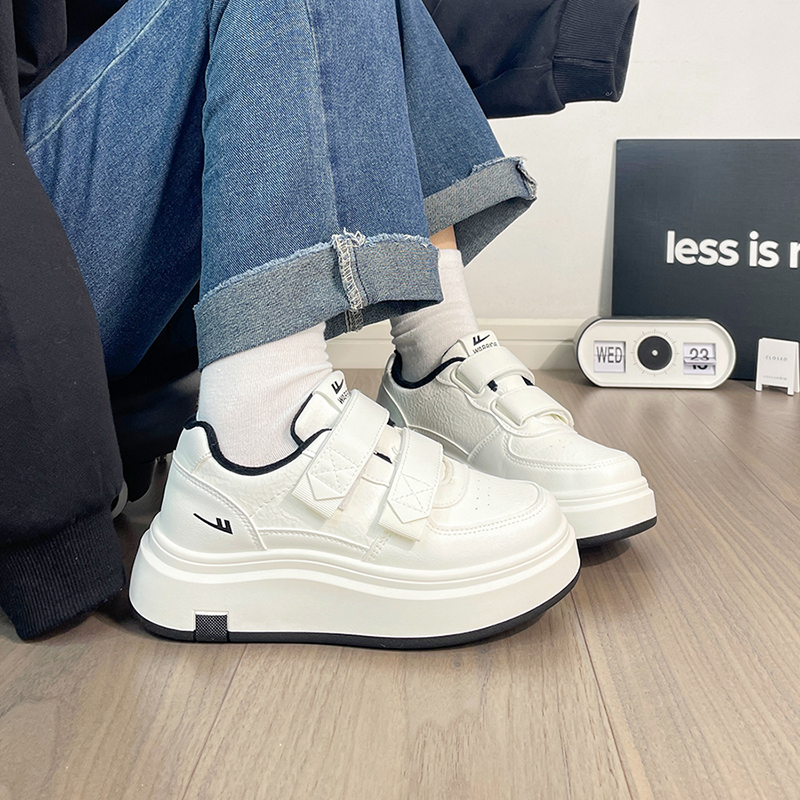 回力魔术贴厚底小白鞋