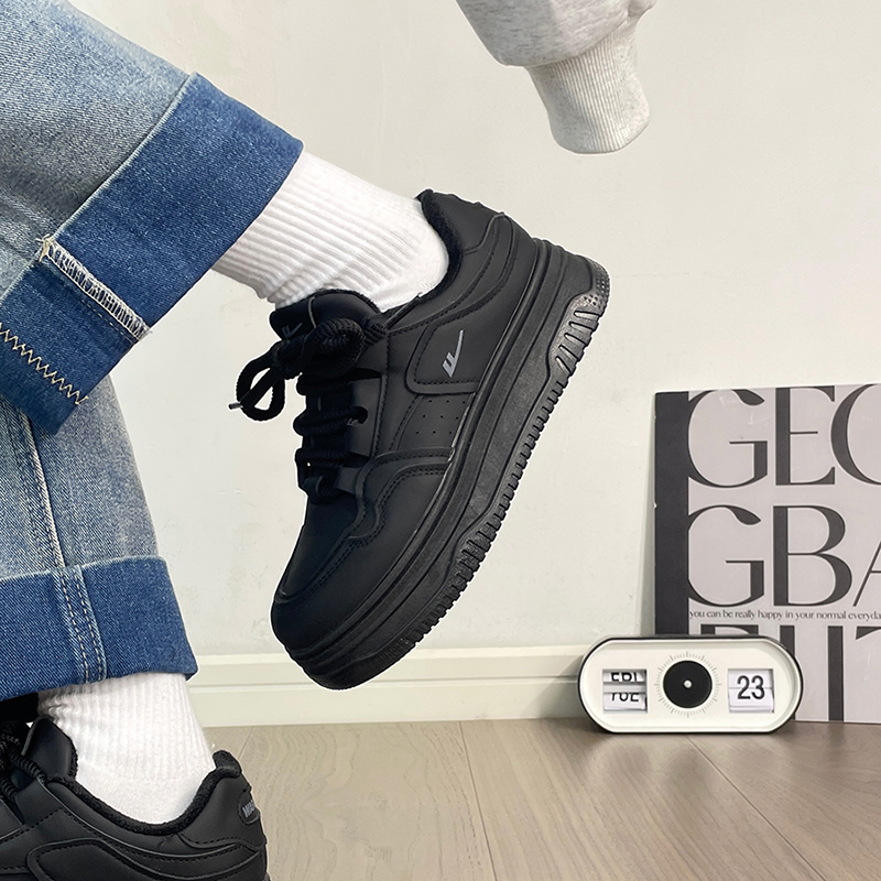 回力女鞋冬季新款加绒小黑鞋