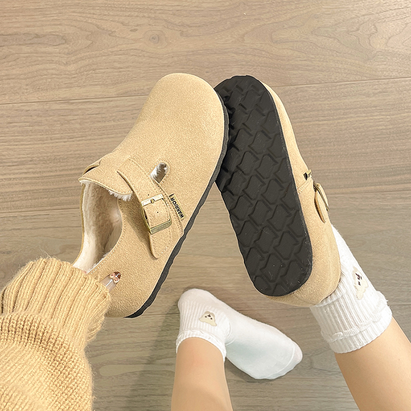 回力反绒皮勃肯鞋女魔术贴一脚蹬软木底休闲鞋女鞋