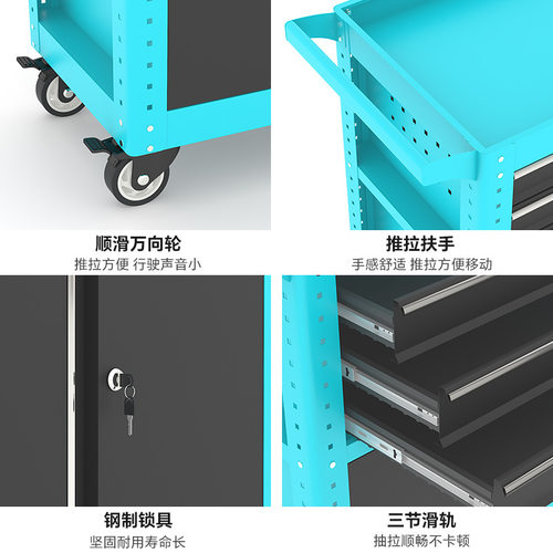 拆装三层工具车跨境重型维修小推车加厚汽修手推车多层移动零件车