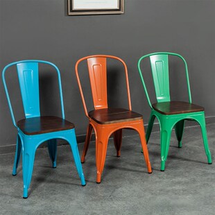 金属铁皮椅酒吧吧椅咖啡厅工业风可重叠金属铁艺椅大排档餐椅