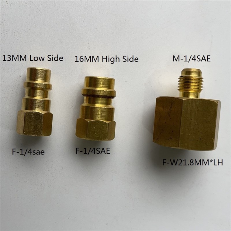 R32 R1234YF钢瓶接头钢瓶阀转换接头铜接头 外1/4SAE 内W21.8MMLH