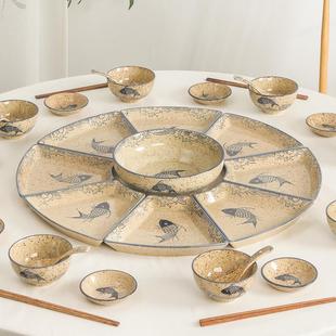 火锅拼盘餐具组合年夜饭家庭团圆聚餐盘陶瓷盘子菜盘家用套盘套装