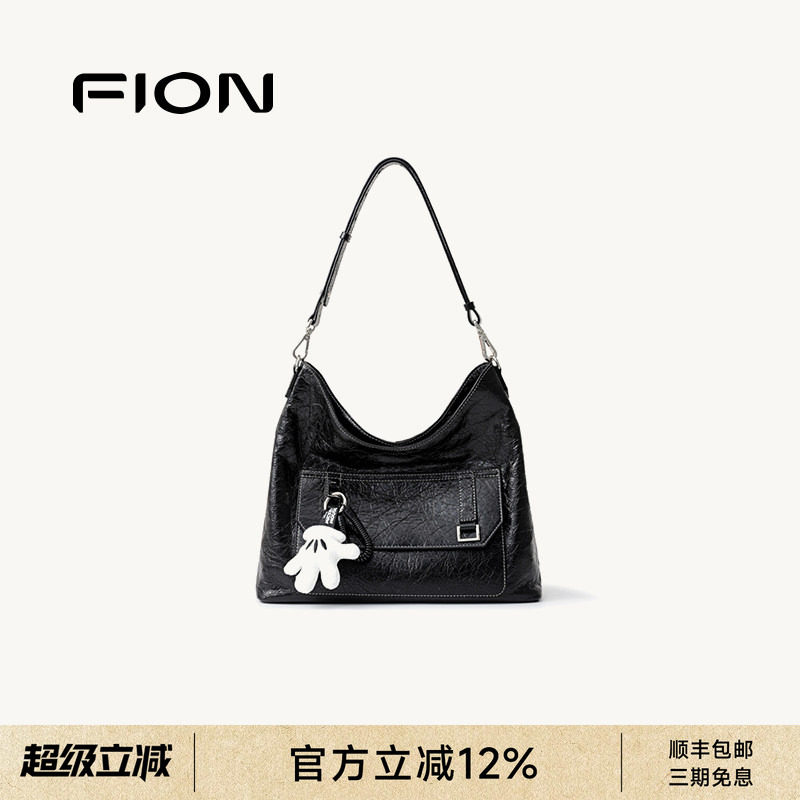 FION菲安妮奥莱迪士尼米奇联名26新款大容量单肩斜挎真皮托特包女