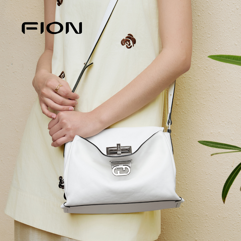 Fion/菲安妮真皮托特包2025秋冬新款大容量植鞣皮单肩斜挎包包女