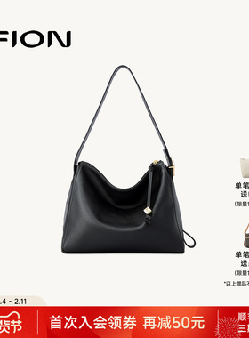 Fion/菲安妮叠叠包hobo托特包女新款真皮通勤包包腋下单肩斜挎包