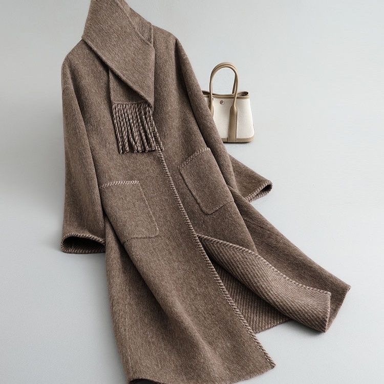 双面羊绒大衣中长款时尚纯色羊毛