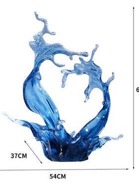 现代轻奢高档酒店大堂透明树脂雕塑浪花摆件客厅电视柜玄关装饰品