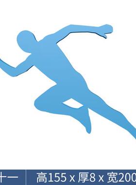 不锈钢踢足球骑车跑步运动人物雕塑户外体育馆打羽毛球镀锌板摆件