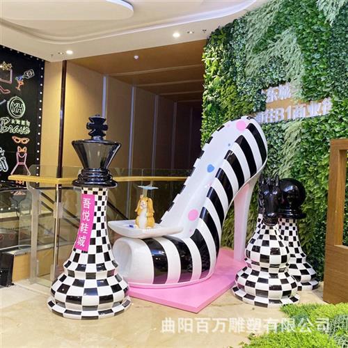 玻璃钢高跟鞋雕塑商场美陈装饰摆件