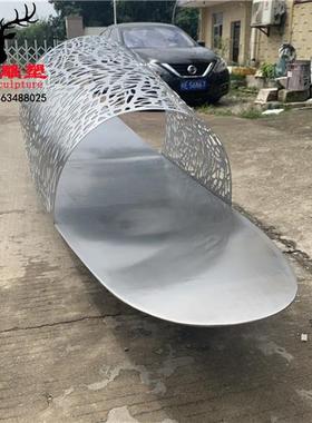 现代不锈钢小船雕塑园林景观售楼部水池户外流水镂空大型渔船定制