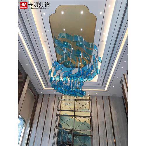 大型售楼部销售中心创意玻璃纽叶吊灯餐厅酒店沙盘大堂灯具
