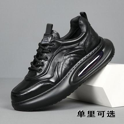 真皮男鞋头层牛皮秋冬加绒鞋子2024新款防滑软底运动男士休闲皮鞋