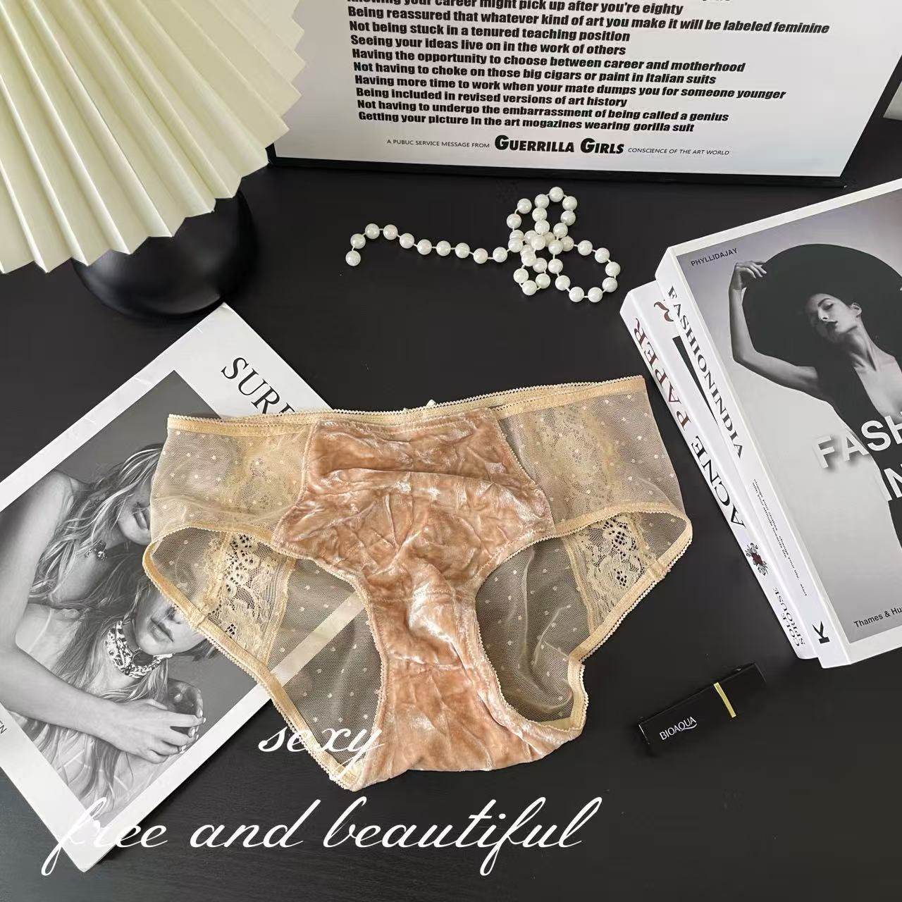 C 5378新款内裤丝绒少女可爱波点透明网纱镂空蕾丝舒适包臀版内裤,女士内衣/男士内衣/家居服,女三角裤,淘宝优惠券,粉丝福利购,淘宝优惠卷