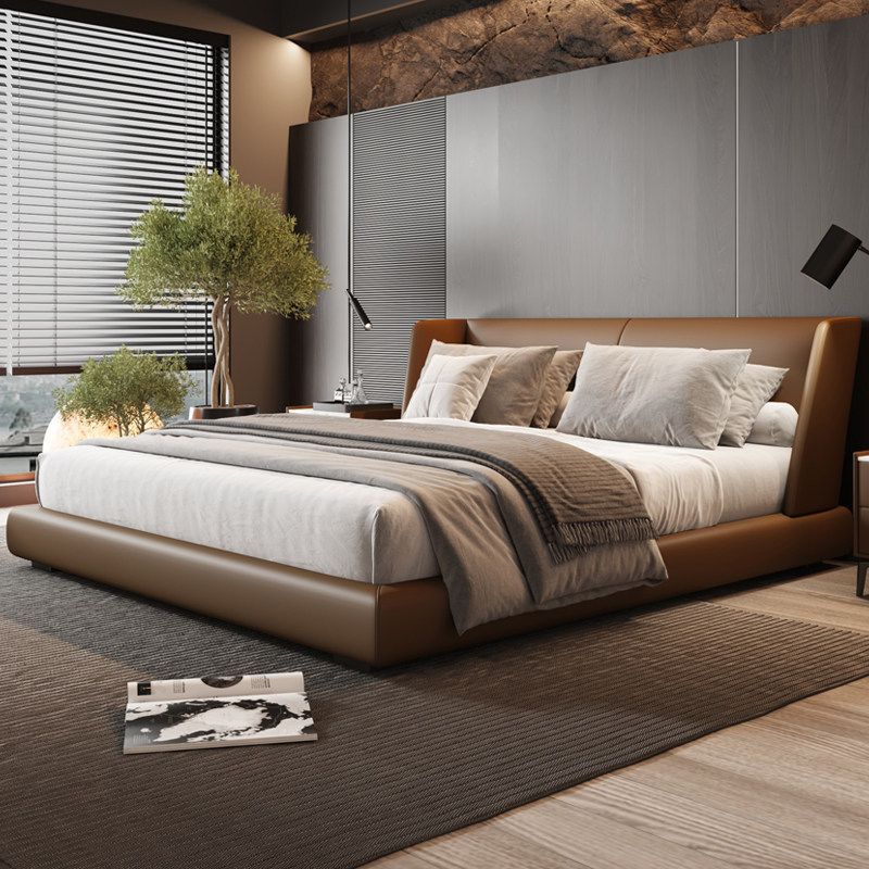 华意空间意大利设计师品牌baxter真皮床现代简约高端主卧大气双人