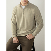 打底衫 羊毛桑蚕丝半高领卫衣男秋冬2025新款 商务拉链长袖 10A抗菌