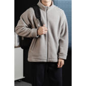 防寒宽松立领夹克衫 370G重磅仿羊羔绒保暖外套男加厚冬季 2025新款