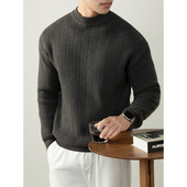 半高领提花保暖针织衫 羊毛莱赛尔高端重磅毛衣男秋冬季 厚2025新款