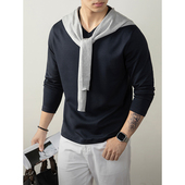 莫代尔云感棉T恤男长袖 上衣 高端V领抗菌休闲打底衫 秋冬季 2025新款