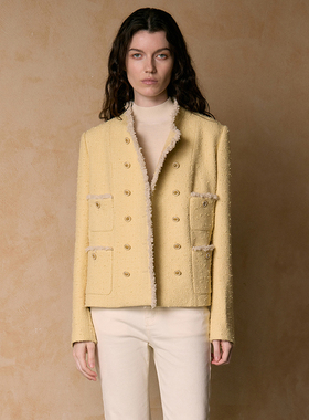 VER TOW小香风外套女黄色25新款爆款通勤别致休闲复古法式上衣春