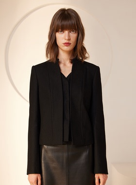 【断码清仓】VER TOW中式双层领西装黑色白色经典短款长袖立领