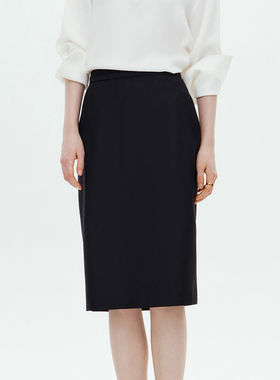 VER TOW 2025新款半裙 女士黑色气质通勤时尚简约西装及膝半身裙