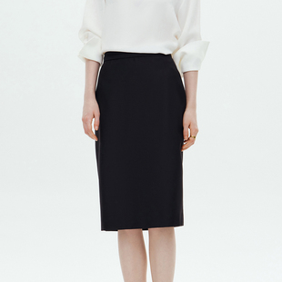 TOW 简约西装 2025新款 女士黑色气质通勤时尚 及膝半身裙 半裙 VER