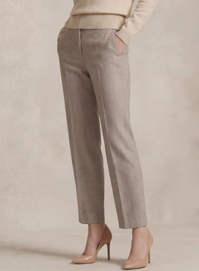 VER TOW 绒感雾咖羊毛九分裤26春新款通勤气质显瘦直筒裤西装长裤
