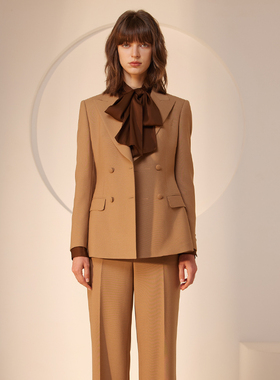 张婧仪/马秋子同款 VER TOW双排扣西装套装女西服外套&直筒裤修身