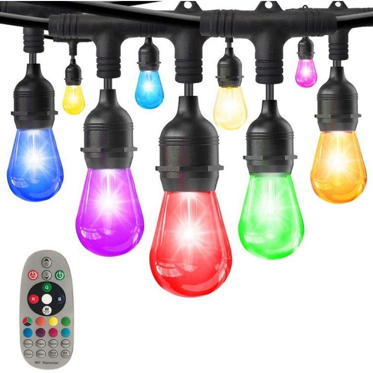 E26/E27RGB跑马灯串S14户外庭院防水节日圣诞装饰照明柬埔寨出货