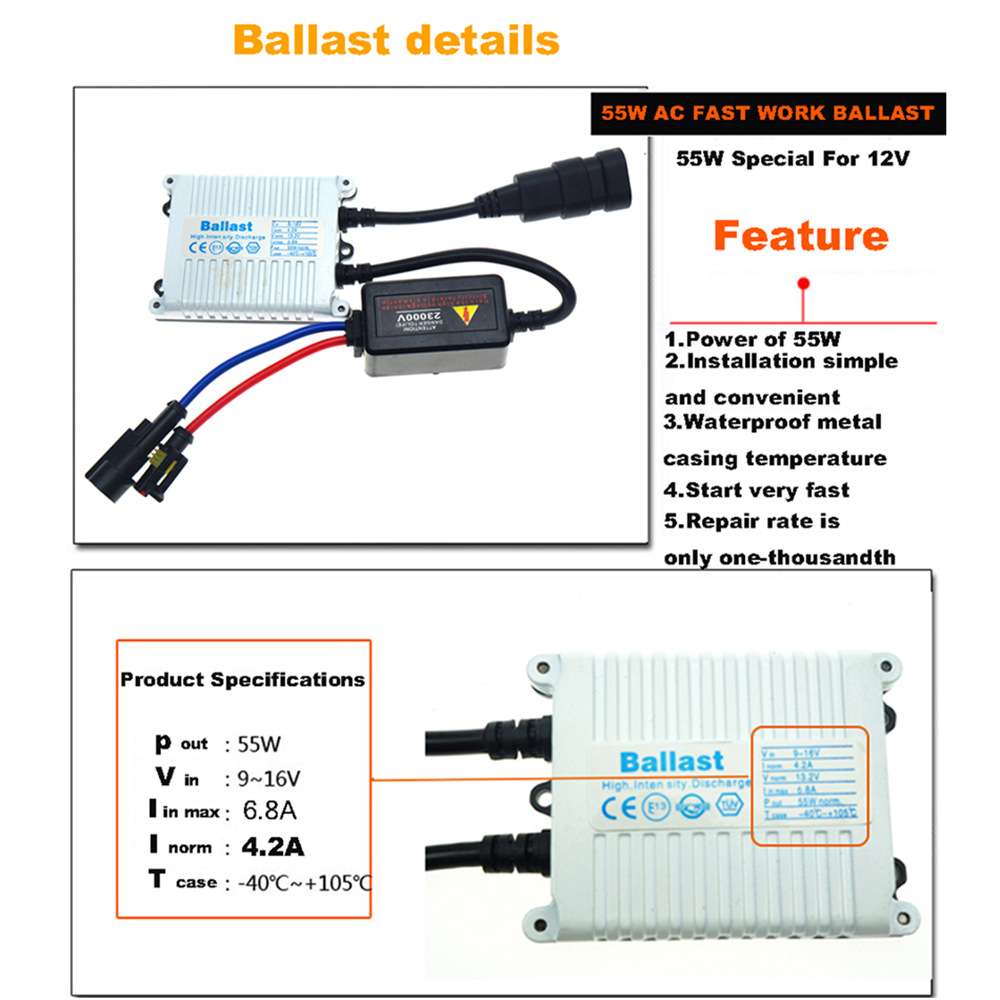 源头厂家HID交流氙气灯套装安全稳定带解码12v55w氙气灯安定器