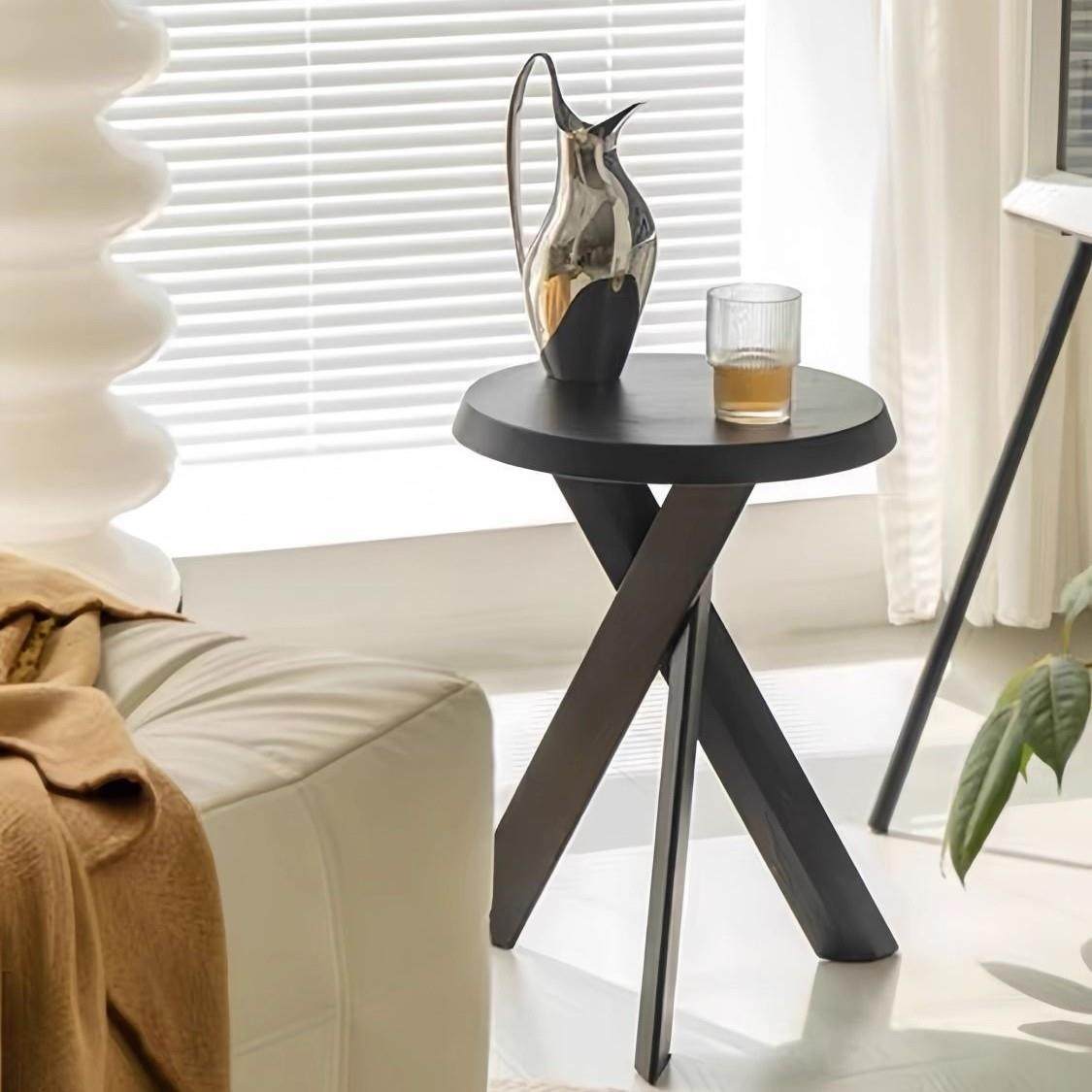 中古风复古边几桌实木桌子小茶几圆凳客厅置物架小圆桌茶几