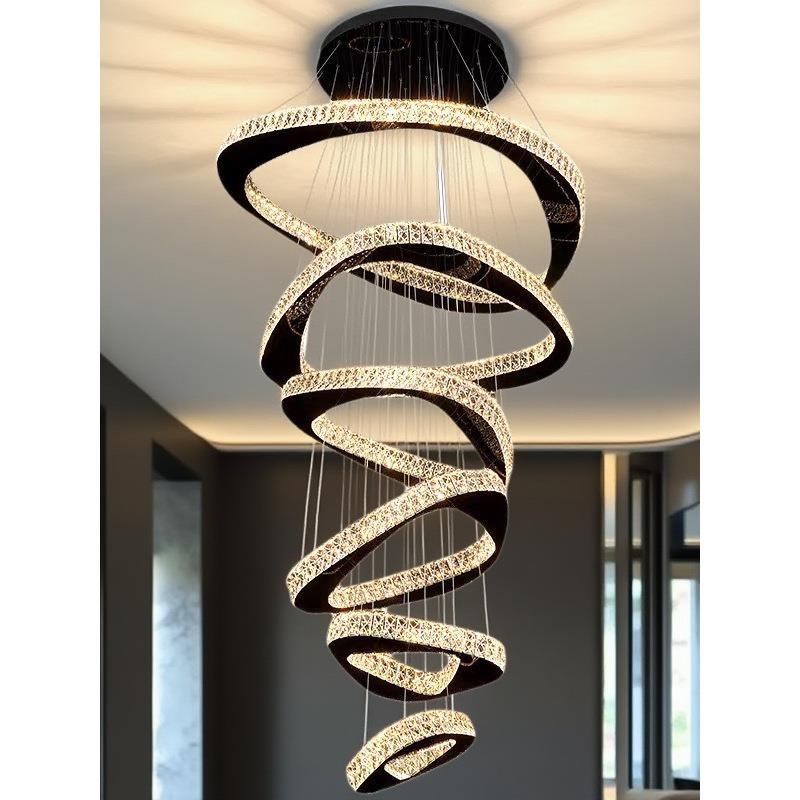 复式楼中空大厅轻奢水晶吊灯高端奢华客厅创意大气异形别墅大吊灯
