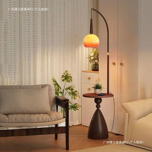 落地灯客厅沙发边几中古法式美式复古床头置物架一体卧室立式台灯