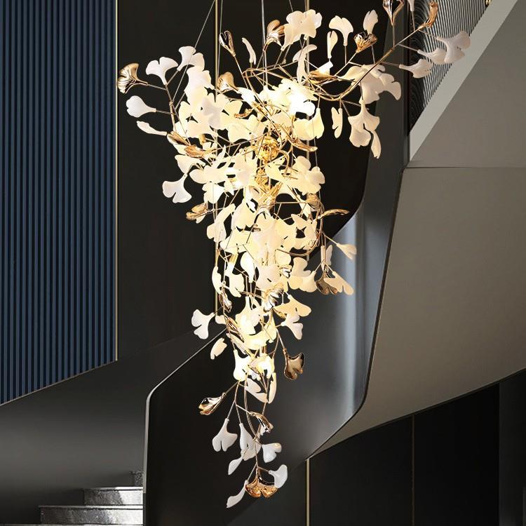 非标创意设计师款简约铁艺吊灯 银杏叶吊线吸顶客厅灯餐厅展厅酒