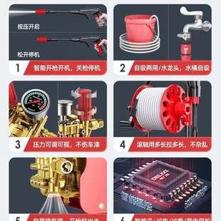 刷车水枪清洗神器 德力希家用洗车机220V高压水泵手提大功率便携式