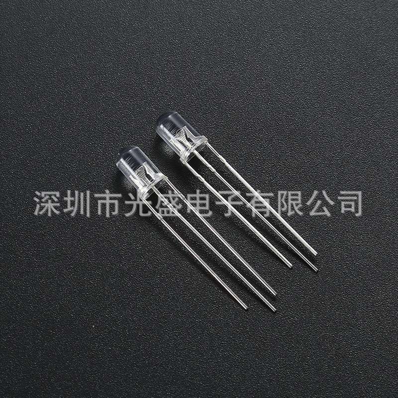 共阳指示灯5MM圆头红普绿双色透明LED发光二极管F5圆头红绿双色