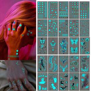 Blue Temporary Luminous Waterproof Tattoo Butterfly 15pcs