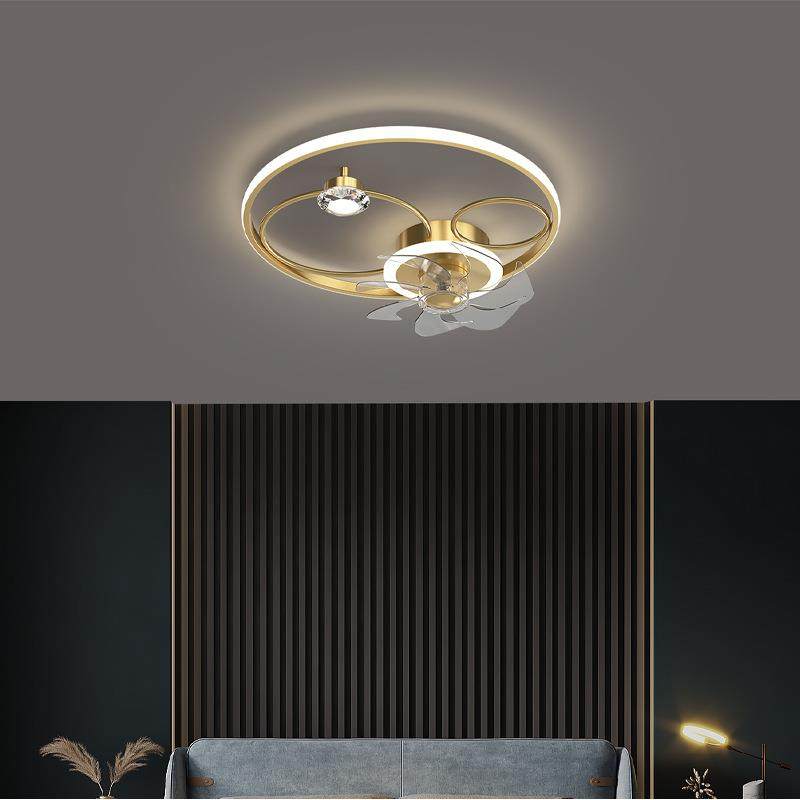 智能吸顶风扇灯餐厅客厅卧室吊扇灯北欧简约隐形带电风扇吊灯一体