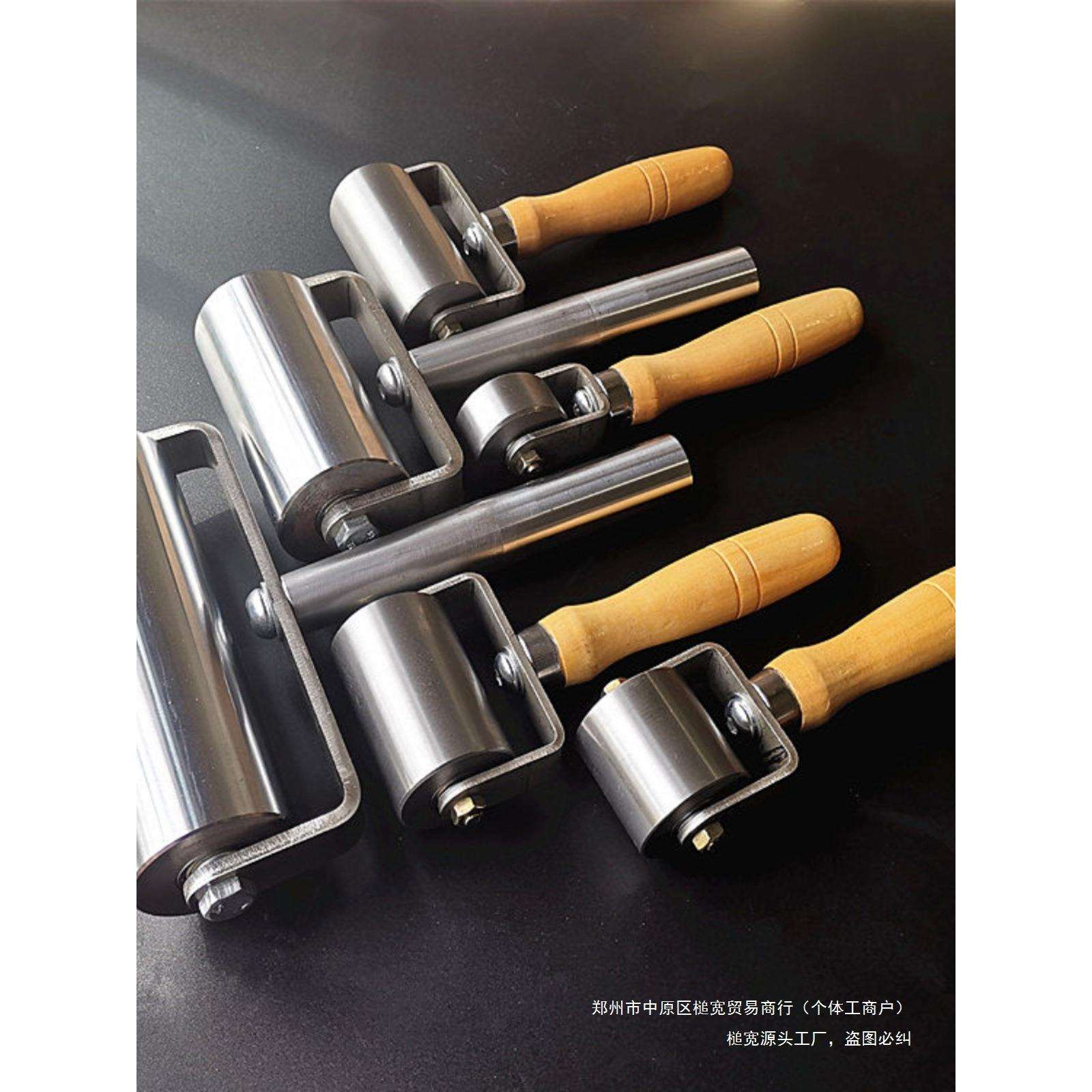 不锈钢自粘贴纸双压辊防水卷材排压边铁实心气泡滚轮轴承压轮皮革