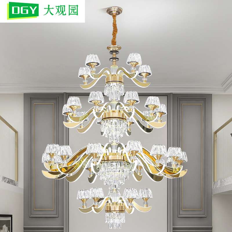 客厅吊灯现代简约灯具新款轻奢大厅主灯餐厅灯别墅大气水晶灯409L