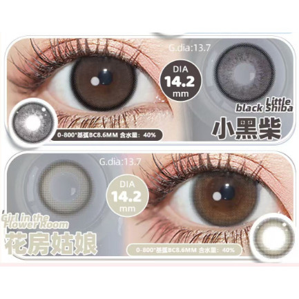 自然美美瞳正品半年抛近视彩色眼镜小黑柴学生自然水润舒适2片LE