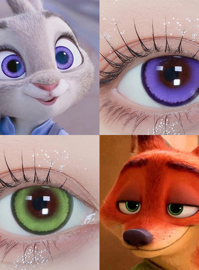 朱迪cos美瞳紫色兔子警官cos服疯狂动物城尼克狐cos绿色日抛2片TX